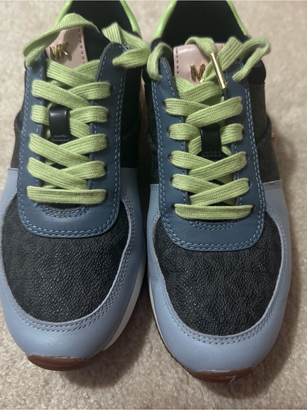 Michael Kors Kids Blue and Lime Green Lace-Up Sneakers